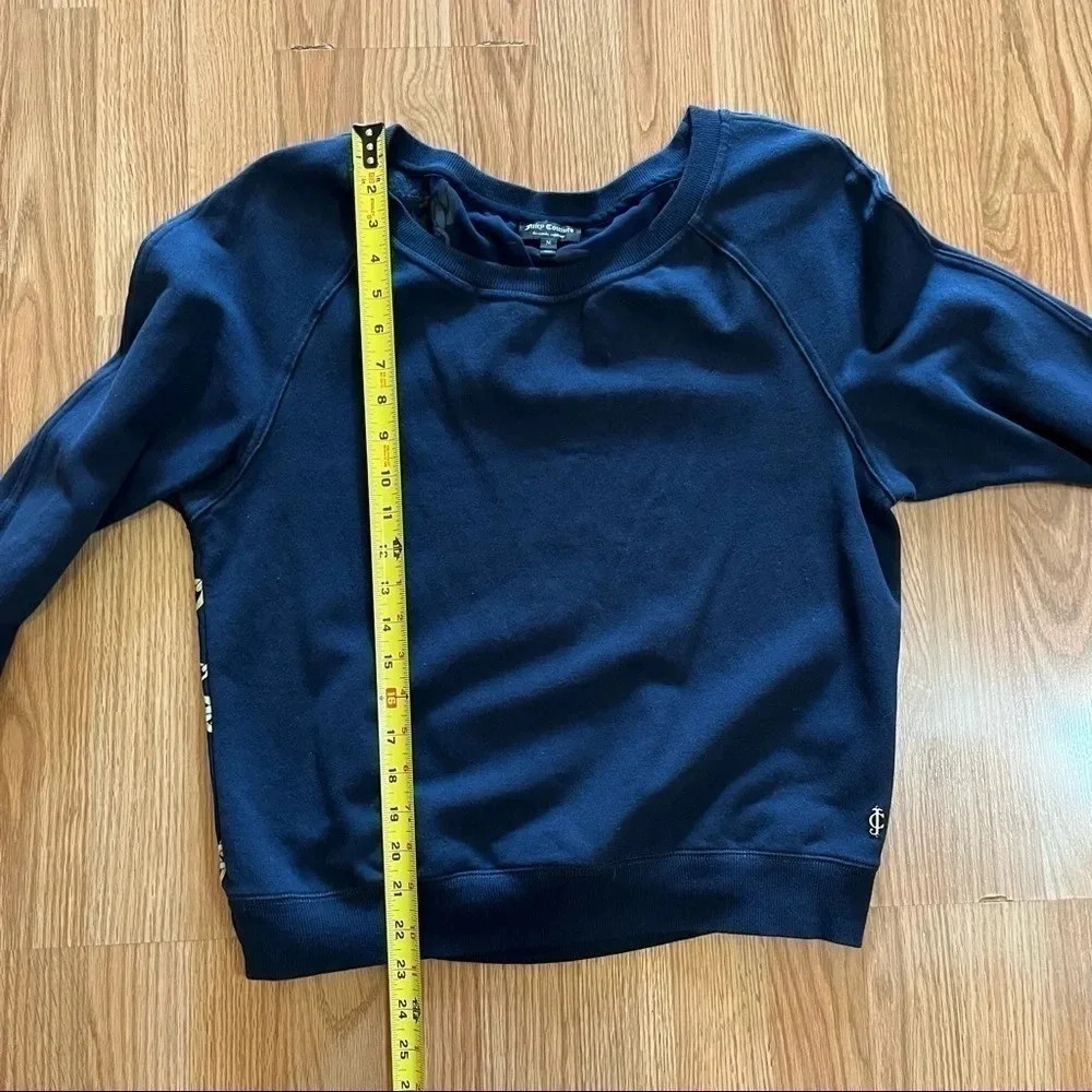 Juicy Couture Womens Navy Sheer Back Chains Long Sleeve Sweatshirt Shirt Top M - Picture 9 of 10